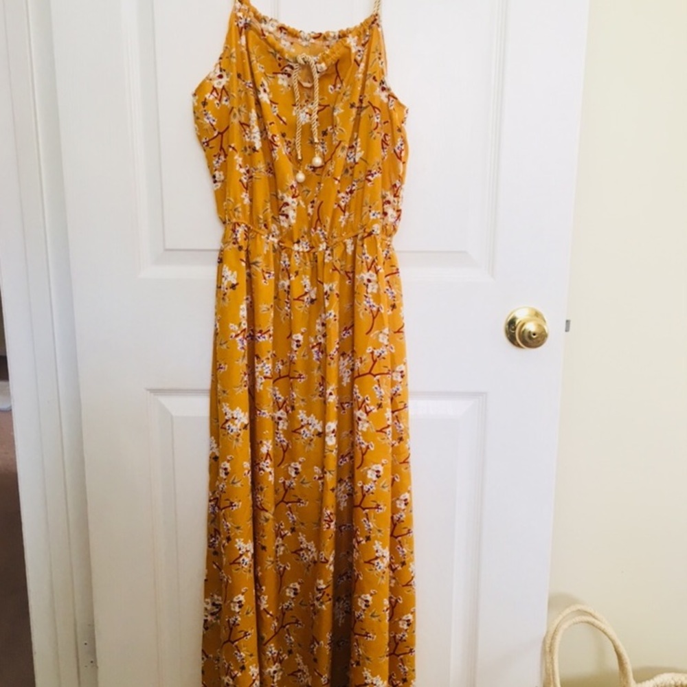 XL Floral Midi Dress with Empire Waist
